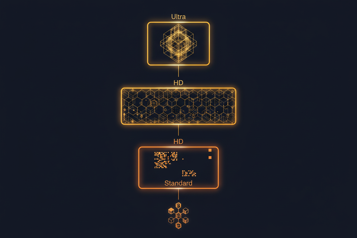 Three resolution tiers: Standard, HD, and Ultra image inscription